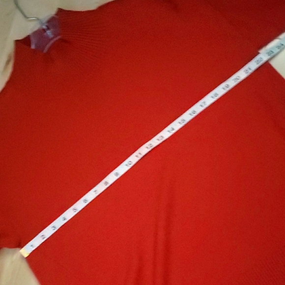 Eileen Fisher Mock Neck 100% Extra Fine Merino Wool Sweater Red Longer Oversized - Picture 14 of 16